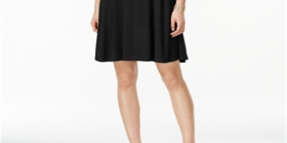 Style & Co Women's Short-Sleeve a-Line Dress  - Deep Black Size Small