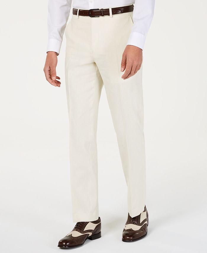 Sean John Men's Classic Fit Off White Solid Suit Pants White Size 42X30