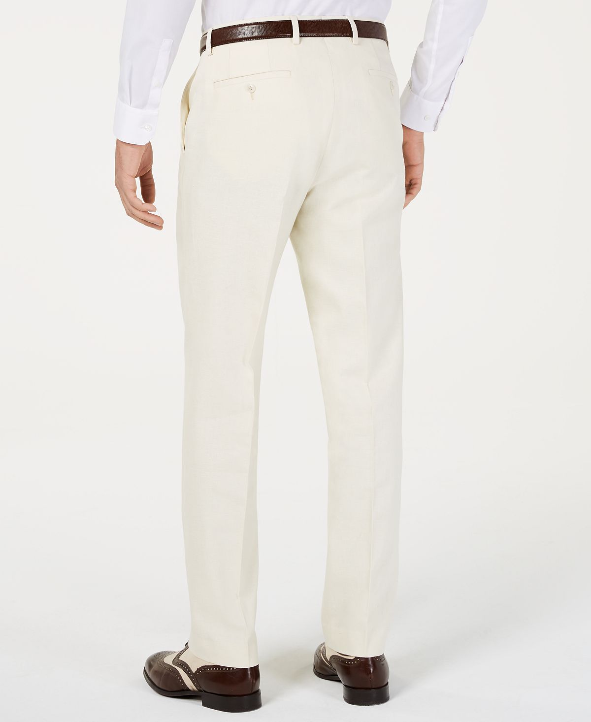 Sean John Men's Classic Fit Off White Solid Suit Pants White Size 42X30