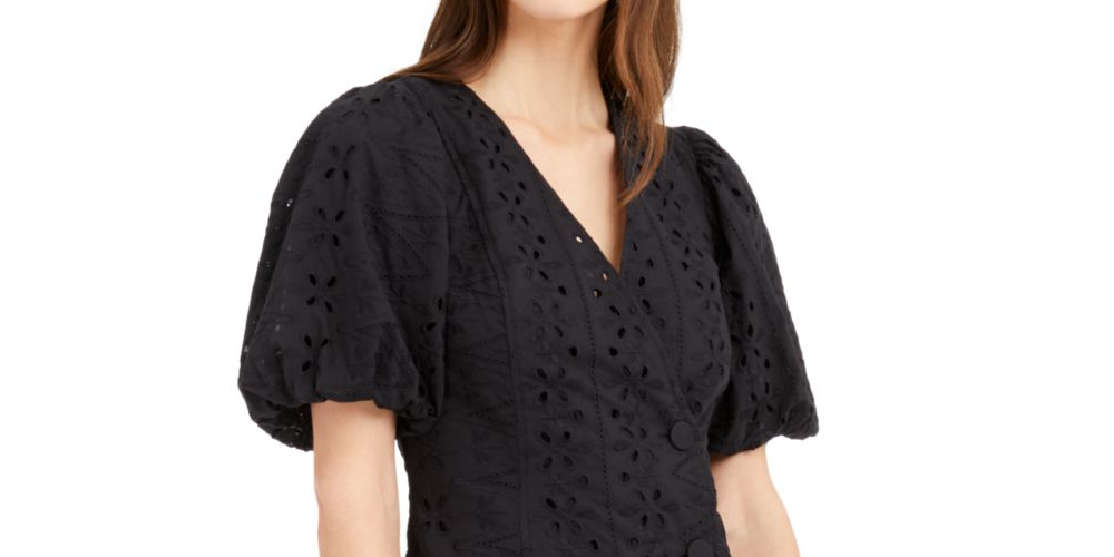INC International Concepts Women's Pouf Short Dress Black Size 6