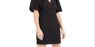 INC International Concepts Women's Pouf Short Dress Black Size 6