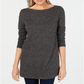 Karen Scott Women's Curved Hem Tunic Sweater Grey Size Petite