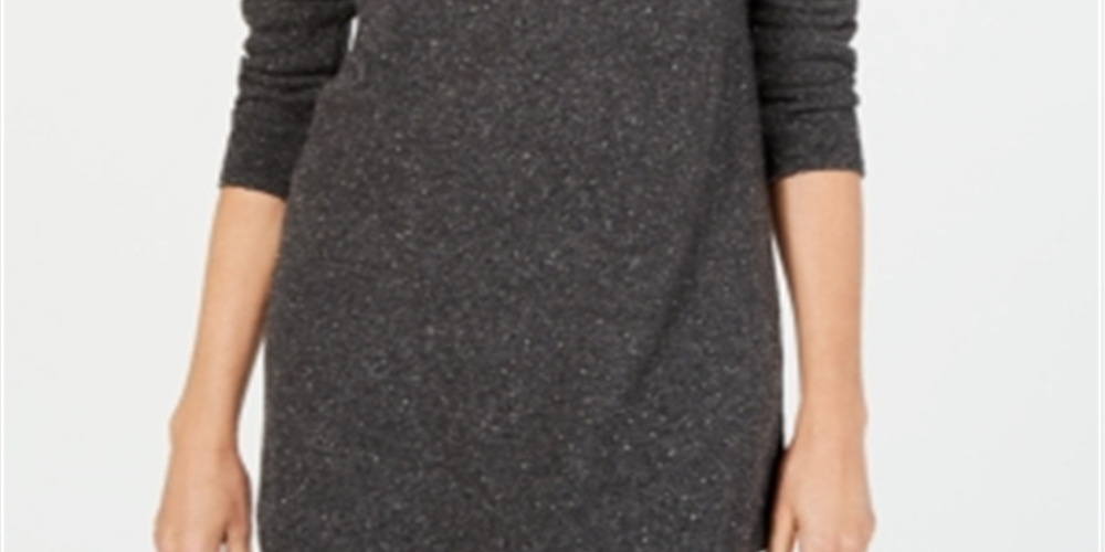 Karen Scott Women's Curved Hem Tunic Sweater Grey Size Petite