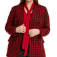 Bar III Women's  Houndstooth Blazer Wear to Work Jacket Red Size 22W