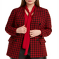 Bar III Women's  Houndstooth Blazer Wear to Work Jacket Red Size 22W