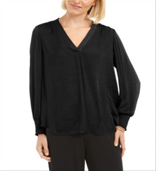 Alfani Women's V Neck Top Black Size Petite XL