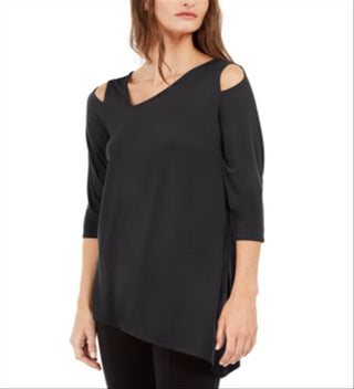 Alfani Women's Asymmetrical Cut Out Top Black  Size PP