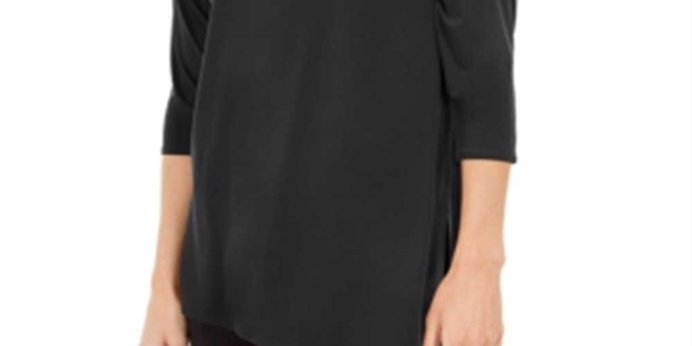 Alfani Women's Asymmetrical Cut Out Top Black  Size PP