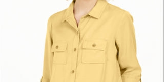 Charter Club Women's Utility Shirt Yellow Size Medium