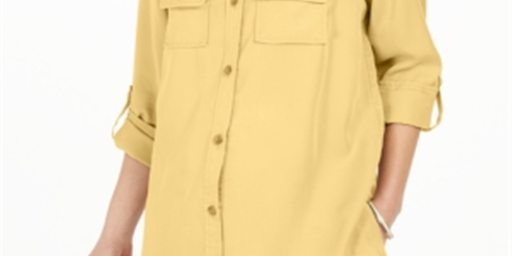 Charter Club Women's Utility Shirt Yellow Size Medium