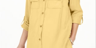Charter Club Women's Utility Shirt Yellow Size Medium