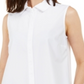 Alfani Women's Buttons Solid Sleeveless Collared Dress White Size Small