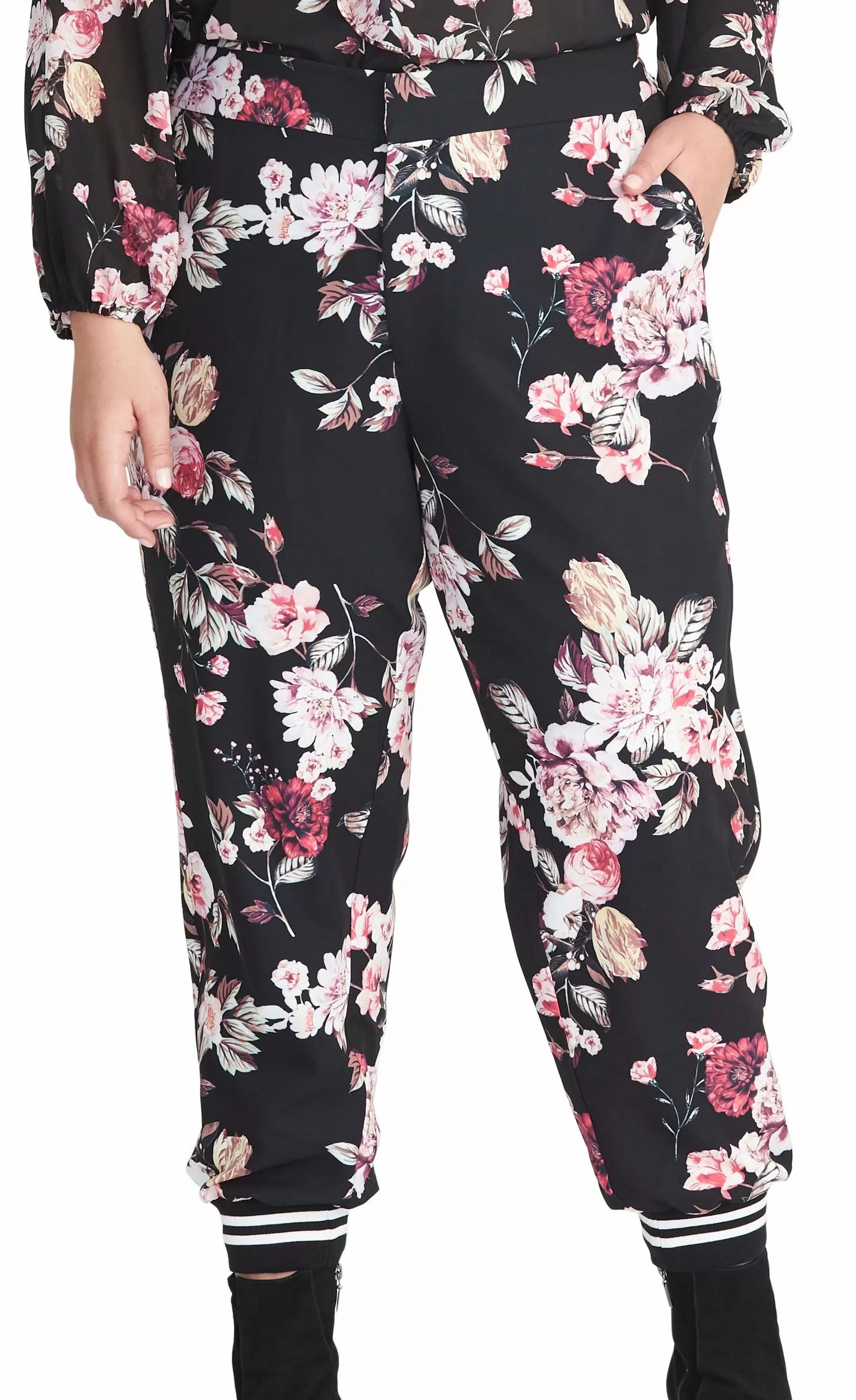 RACHEL Rachel Roy Women's Trendy Plus Size Eden Floral-P Black Combo Size 3X