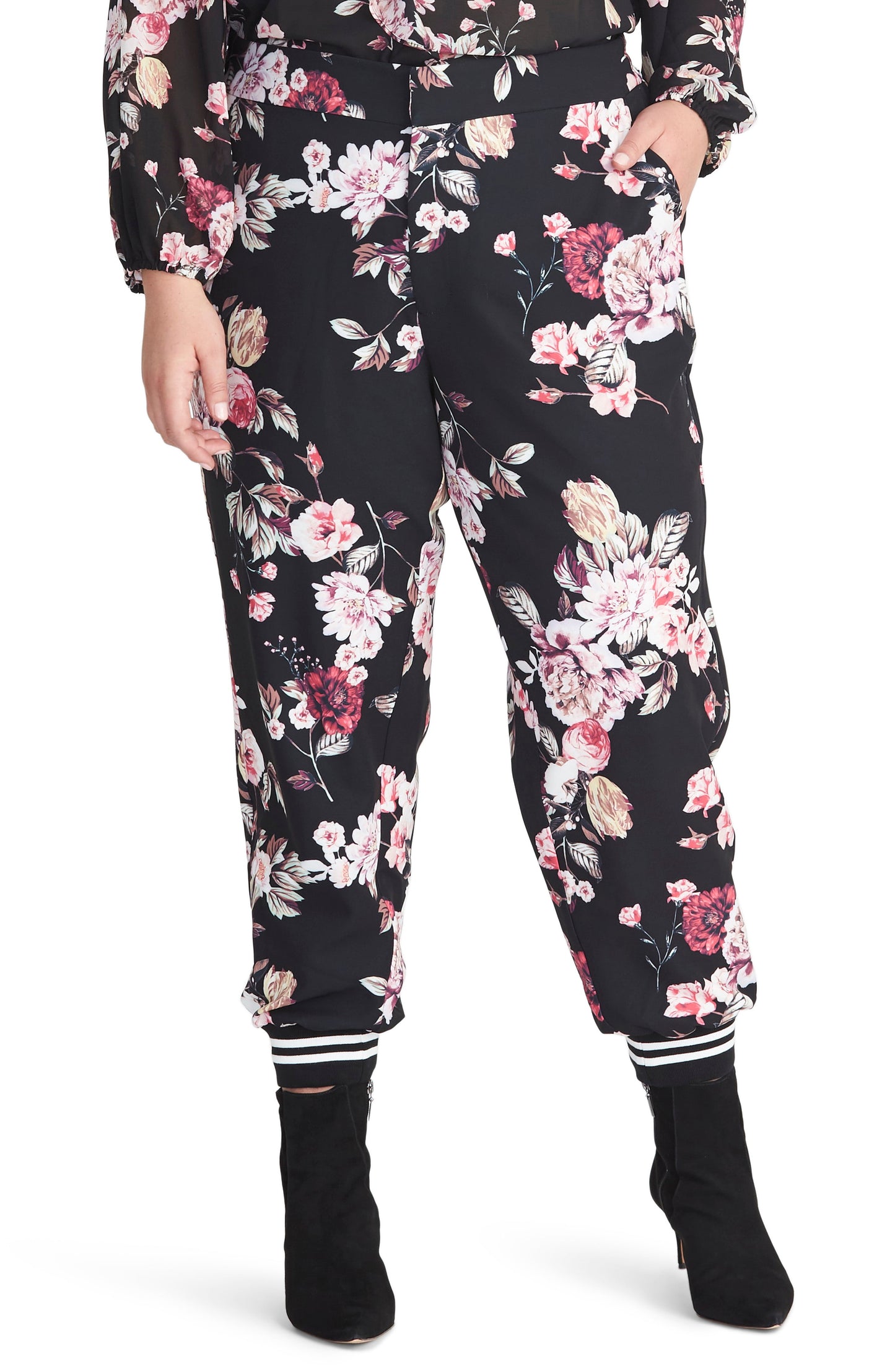 RACHEL Rachel Roy Women's Trendy Plus Size Eden Floral-P Black Combo Size 3X