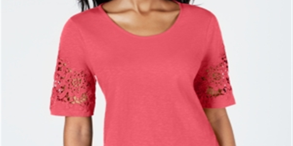 Charter Club Women's  Lace-Trimmed Top  Red Size 2XL