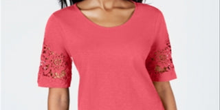 Charter Club Women's  Lace-Trimmed Top  Red Size 2XL