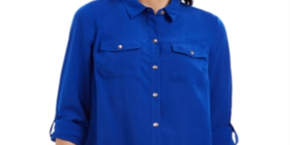 Charter Club Women's Button-Front Shirt Blue Size 2XL