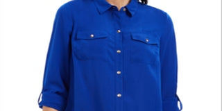 Charter Club Women's Button-Front Shirt Blue Size 2XL