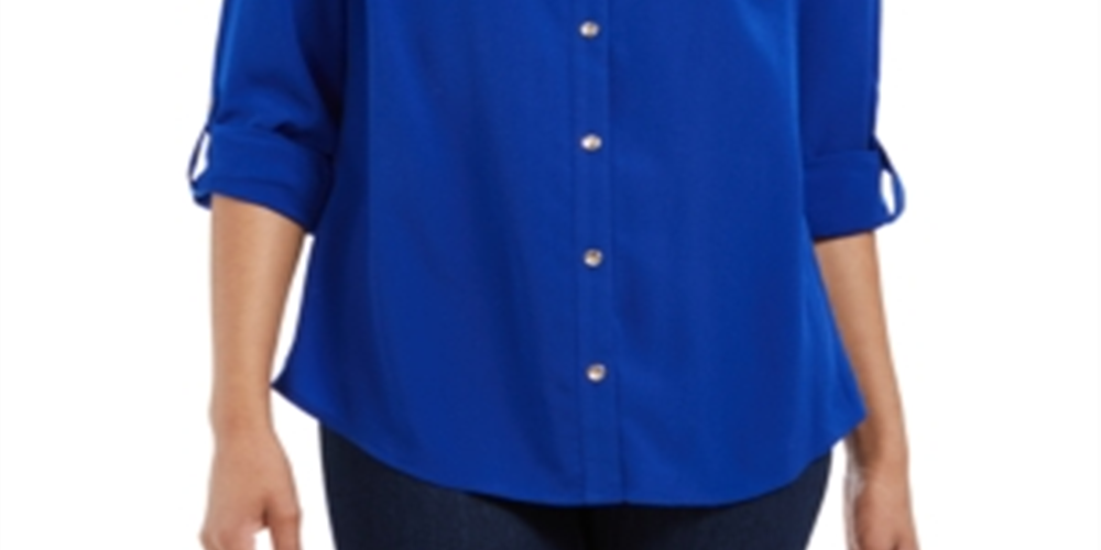 Charter Club Women's Button-Front Shirt Blue Size 2XL