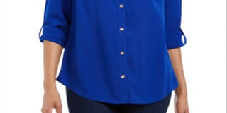 Charter Club Women's Button-Front Shirt Blue Size 2XL