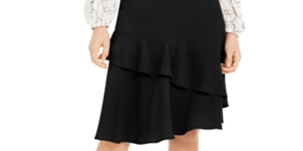 Alfani Women's Petite Tiered Ruffled Skirt  Black Size 12 P