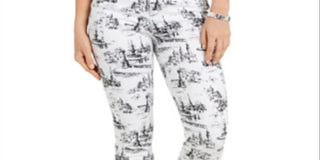 Charter Club Women's Printed Skinny Ankle Jeans  White Size 6