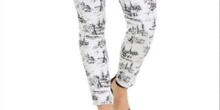 Charter Club Women's Printed Skinny Ankle Jeans  White Size 6