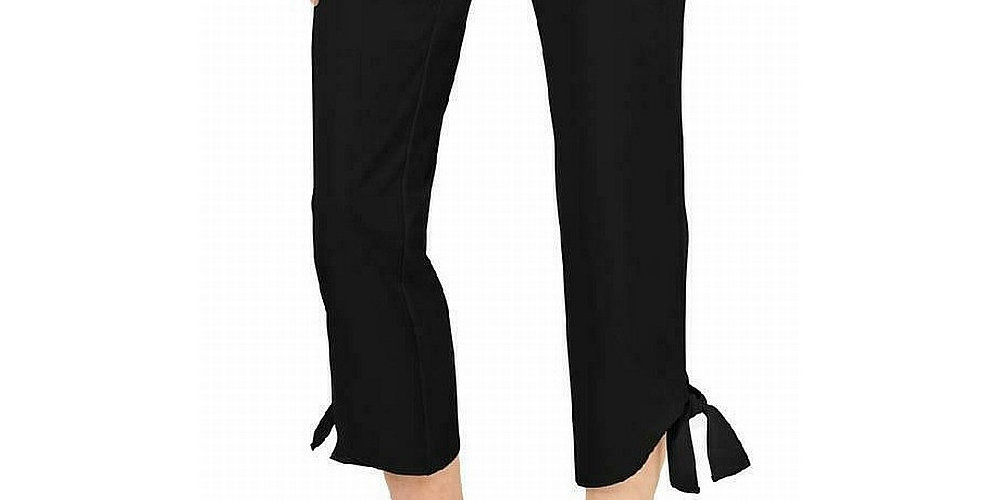 Alfani Women's Side Tie Ankle Pants  Black Size Small