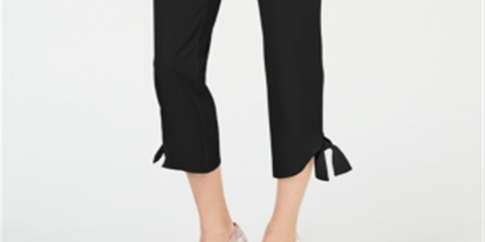 Alfani Women's Side Tie Ankle Pants  Black Size Small