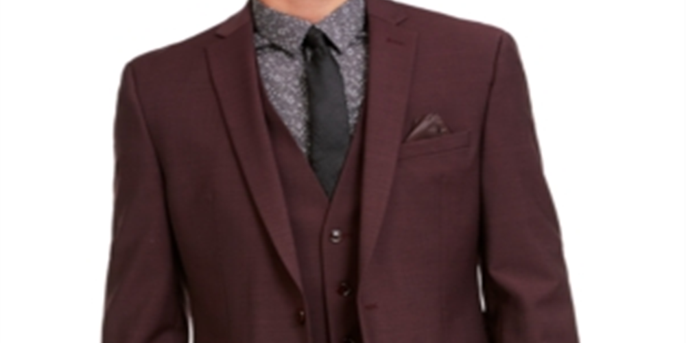 Bar III Men's Slim Fit Active Stretch Solid Suit Jacket Red Size 38