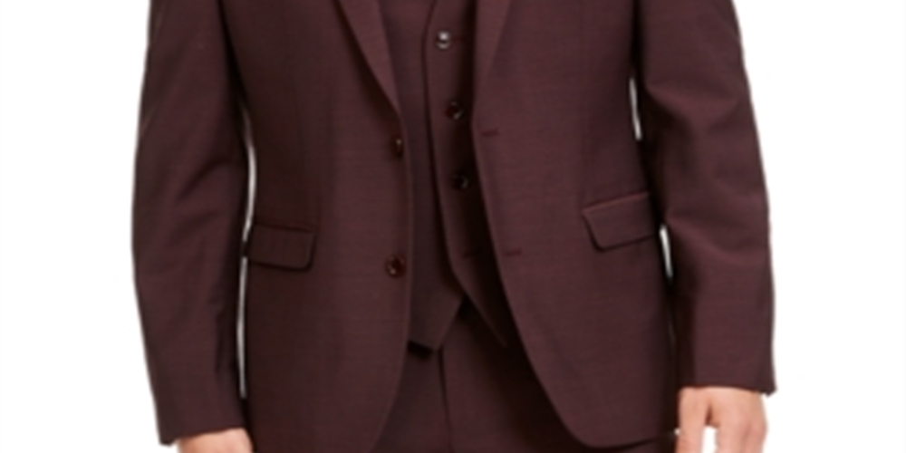 Bar III Men's Slim Fit Active Stretch Solid Suit Jacket Red Size 38