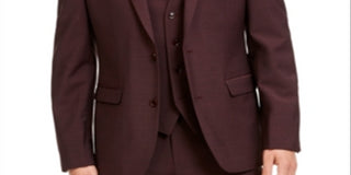 Bar III Men's Slim Fit Active Stretch Solid Suit Jacket Red Size 38