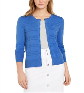 Charter Club Women's Textured Cardigan  Blue Size Medium