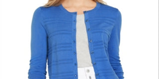 Charter Club Women's Textured Cardigan  Blue Size Medium