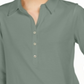 Charter Club Women's Supima Cotton 3/4 Sleeve Polo Shirt Green Size X-Small
