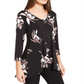 Alfani Women's  Printed V-Neck Top  Black Size XS