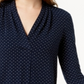 Charter Club Women's Printed V-Neck Top  Blue Size Medium