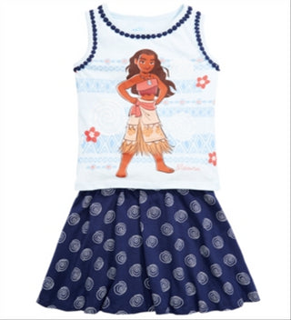 Disney Little Girl's 2 Pc Moana Tank Top & Printed Skirt Set Blue Size -6X