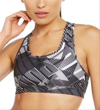 Puma Women's 4Keeps Mid-Impact Fitness Sports Bra Black Size Large