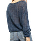 Free People Women's Long Sleeve Jewel Neck Blouse Blue Size X-Small