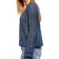 Free People Women's Long Sleeve Jewel Neck Blouse Blue Size X-Small
