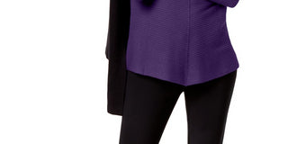 Alfani Women's Ribbed Jewel Neck Pullover Sweater Purple Size XL