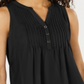 Charter Club Women's Sleeveless Pintuck Blouse  Black Size Small