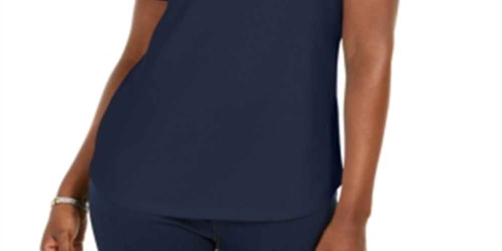Karen Scott Women's Polo Shirt  Blue Size Small