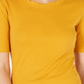 Maison Jules Women's Crewneck Elbow-Sleeve Top Golden Poppy Size XXL