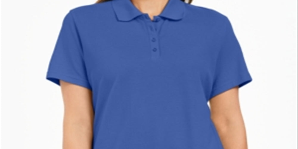 Karen Scott Women's Polo Shirt  Blue Size Medium