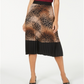 Alfani Women's Printed Pleated MIDI Skirt Brown Size Petite Small