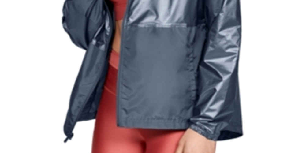 Under Armour Women's Metallic Woven Jacket - Blue Heights Silver Size XS