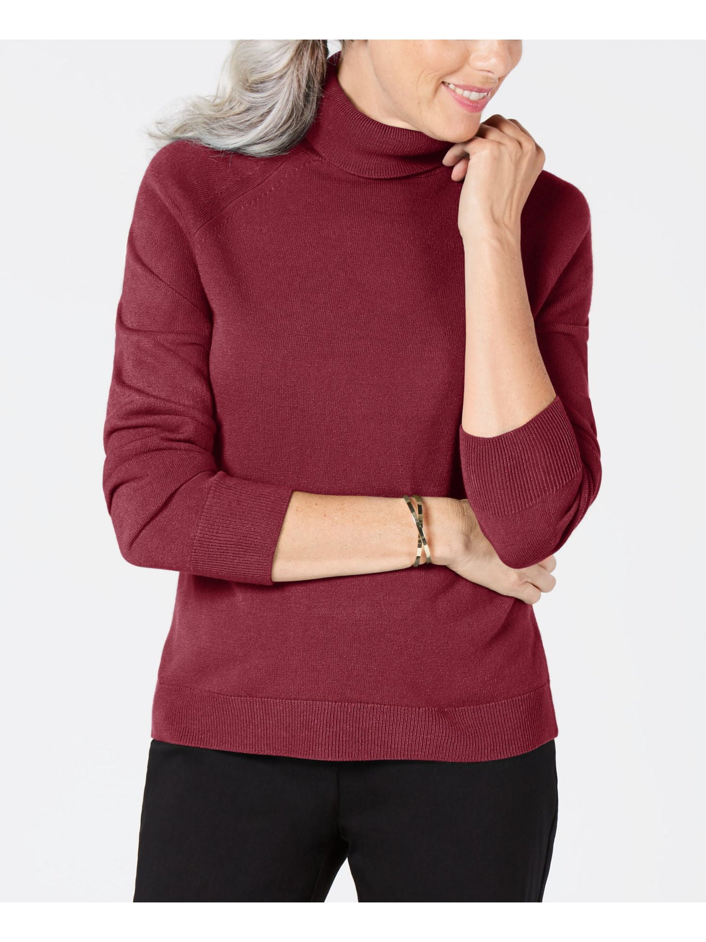 Karen Scott Women's Long Sleeve Turtle Neck Sweater Red Size Petite X-Large