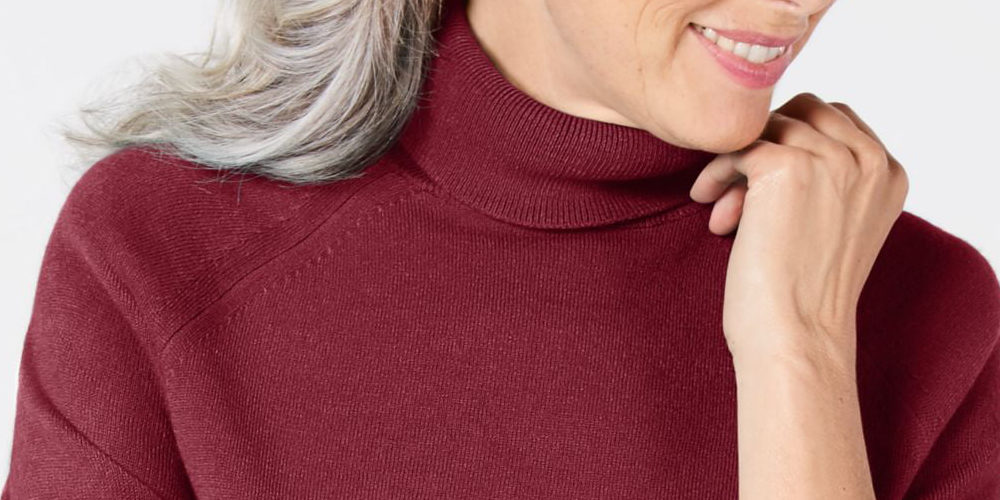 Karen Scott Women's Long Sleeve Turtle Neck Sweater Red Size Petite X-Large